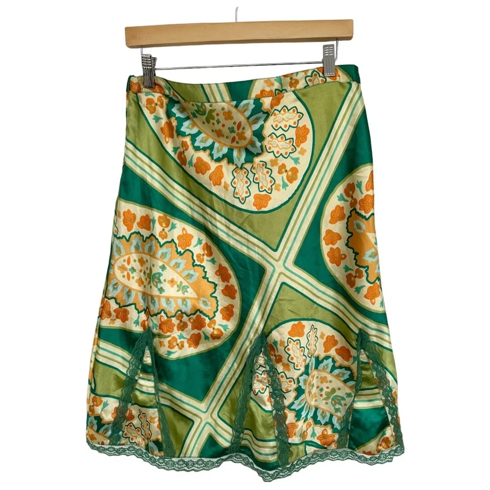 Billabong Silky 90’s Floral Lace Trim Side Zip Y2K Size M/L - Picture 8 of 12